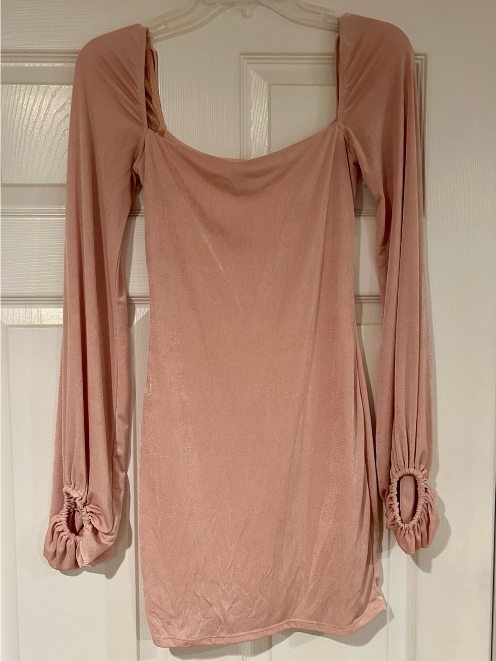 Lucy in the Sky Blush Pink Long-Sleeve Velvet Mini Dress